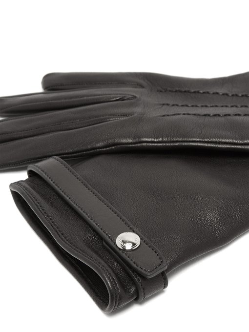 burberry black leather gloves
