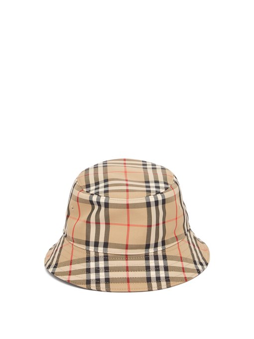 Vintage-check cotton bucket hat 