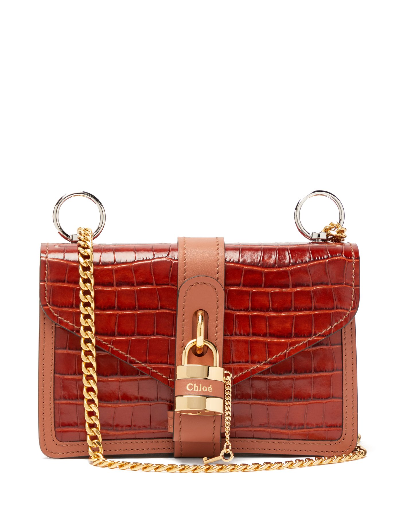 Aby croc-embossed leather shoulder bag 