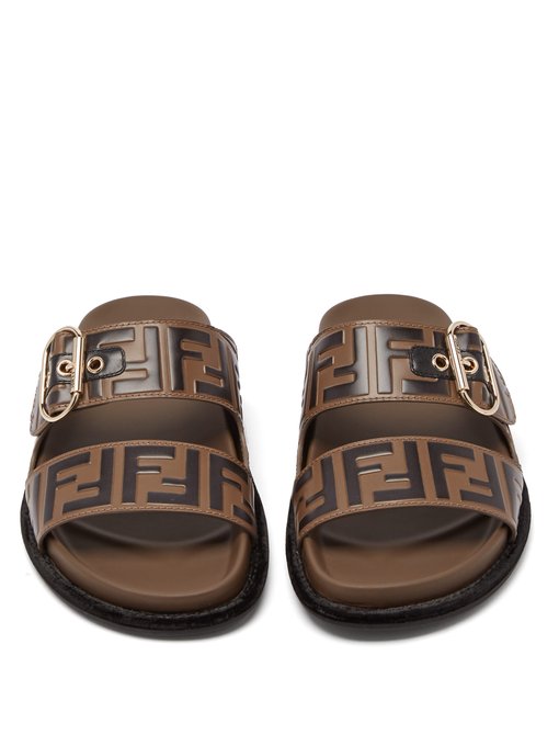 fendi logo slip on sandals