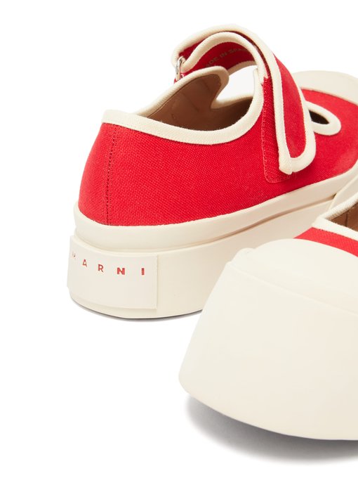 Exaggerated Mary-Jane canvas trainers 