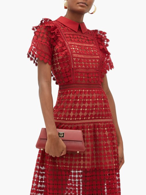 red lace peter pan collar dress