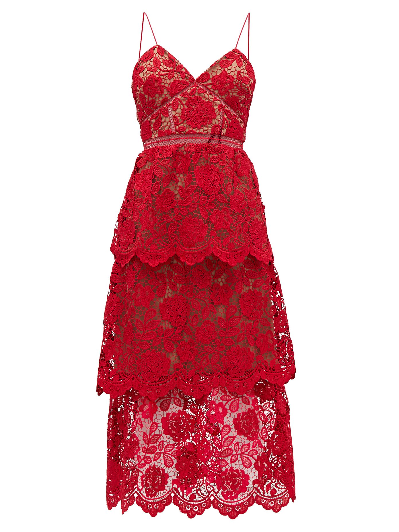 tiered guipure lace dress