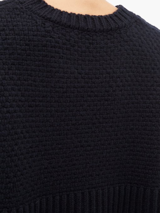 Contrast Panel Chunky Knit Wool Sweater Raey