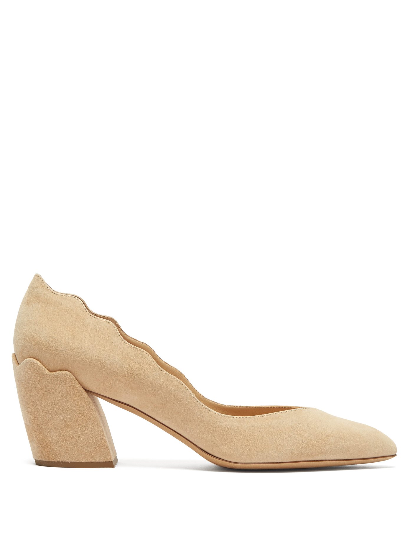 suede block heel pump