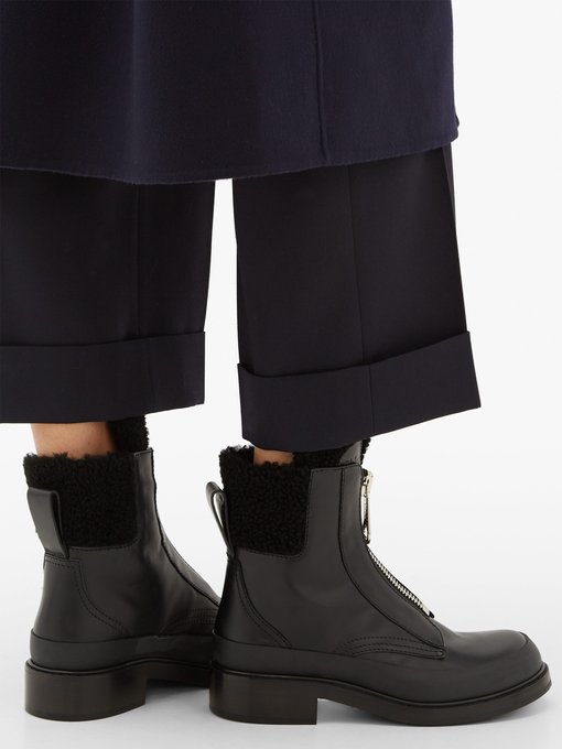 black shearling boot