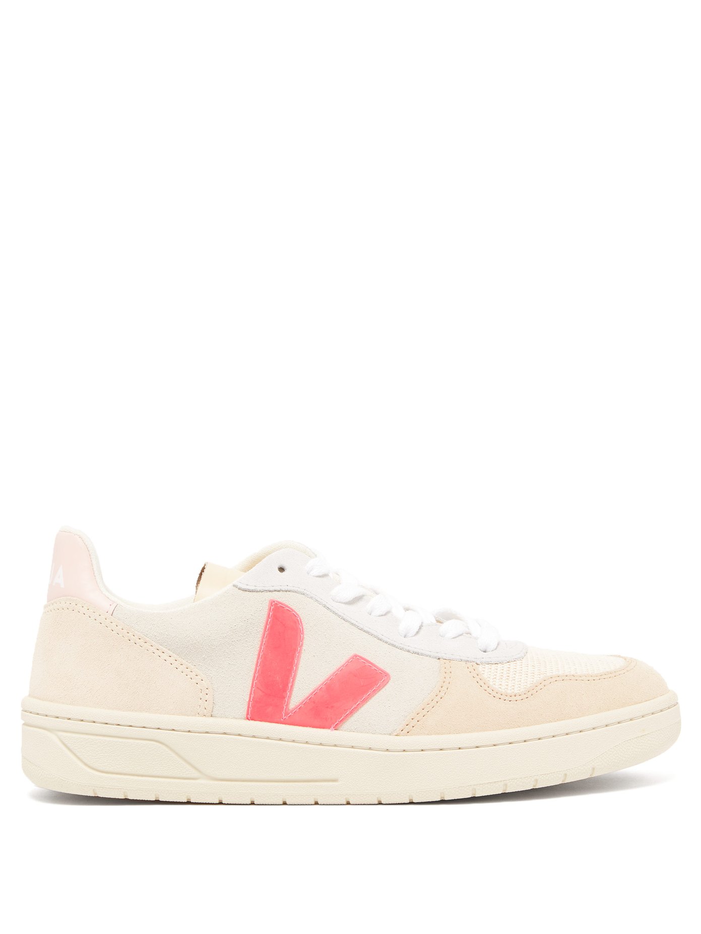 V-10 low-top suede and canvas trainers 