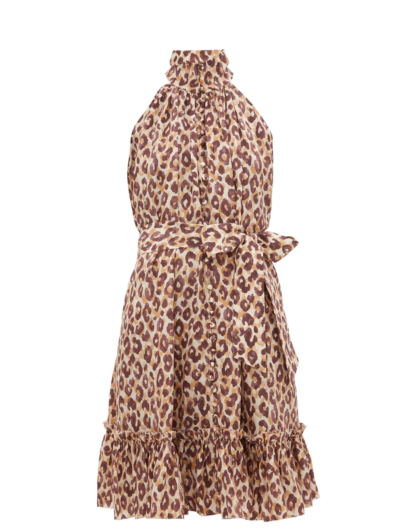 leopard high neck dress
