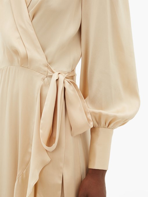 champagne silk midi dress