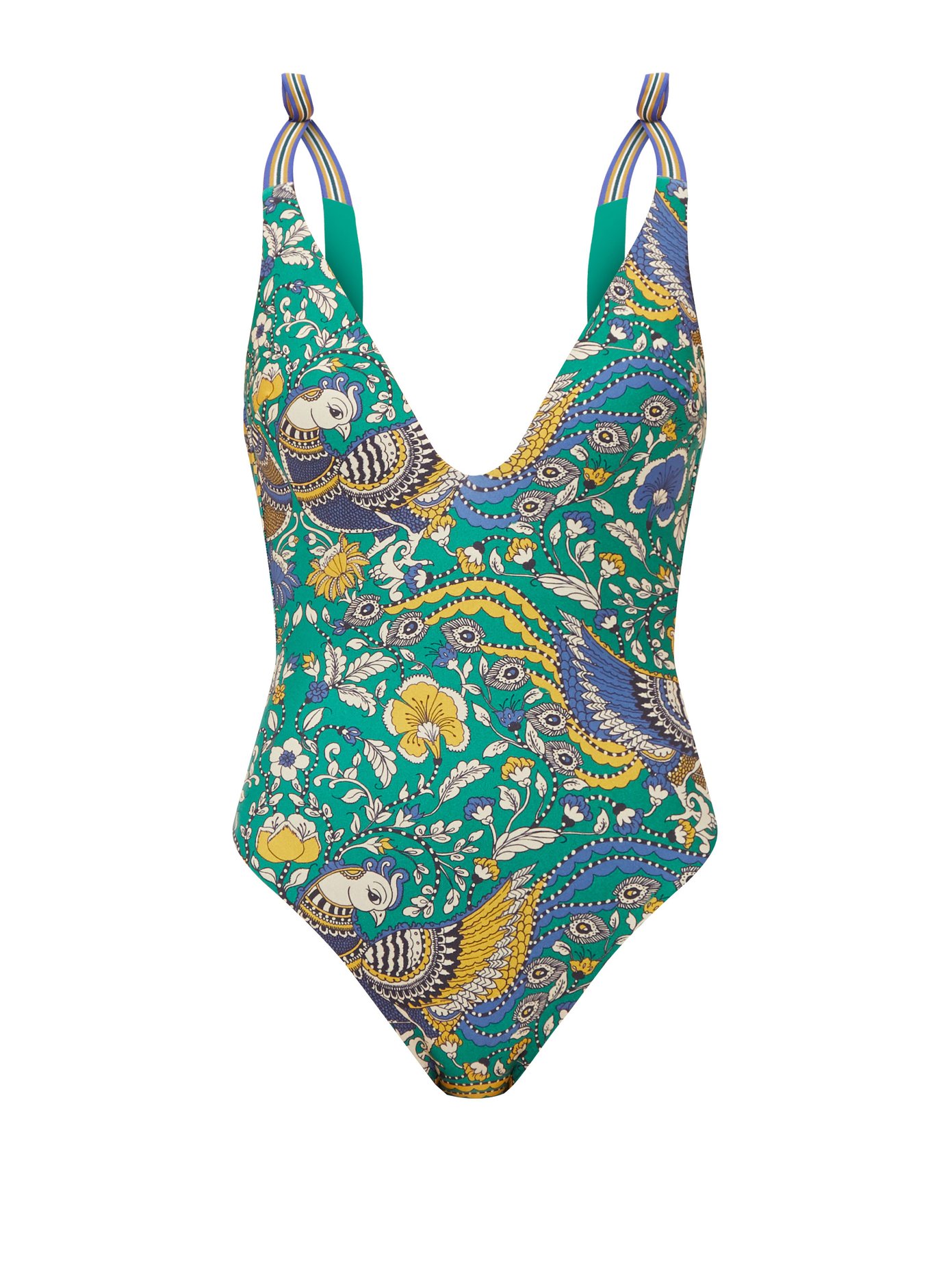 peacock print swimsuit