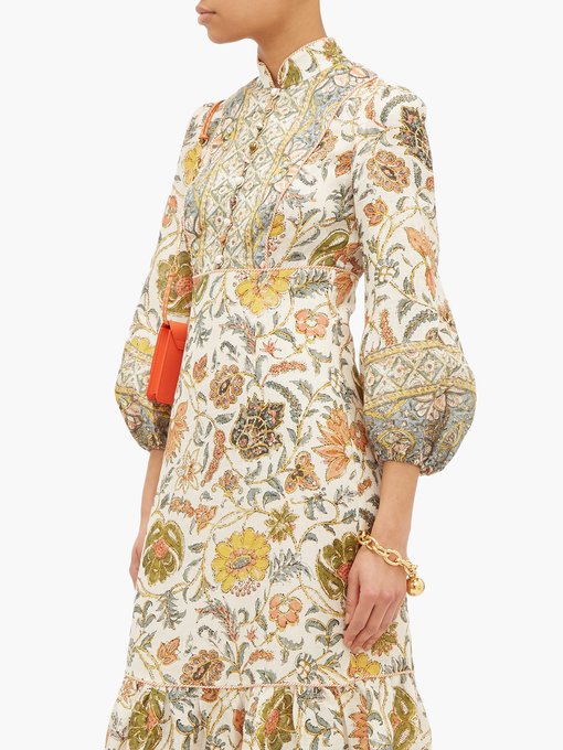 Edie balloon-sleeve floral-print linen dress | Zimmermann ...