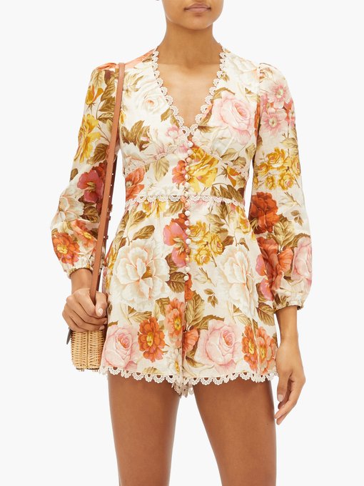 peach floral jumpsuit