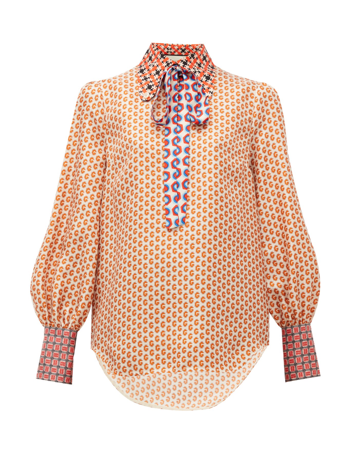 Logo-print silk blouse | Gucci 