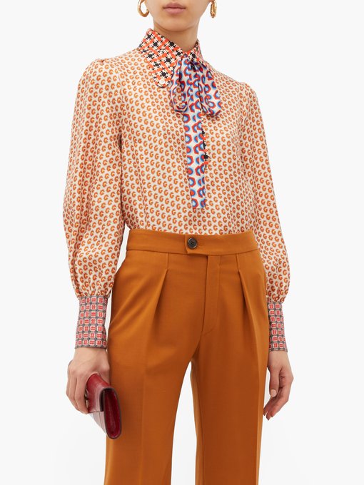 Logo-print silk blouse | Gucci | MATCHESFASHION UK