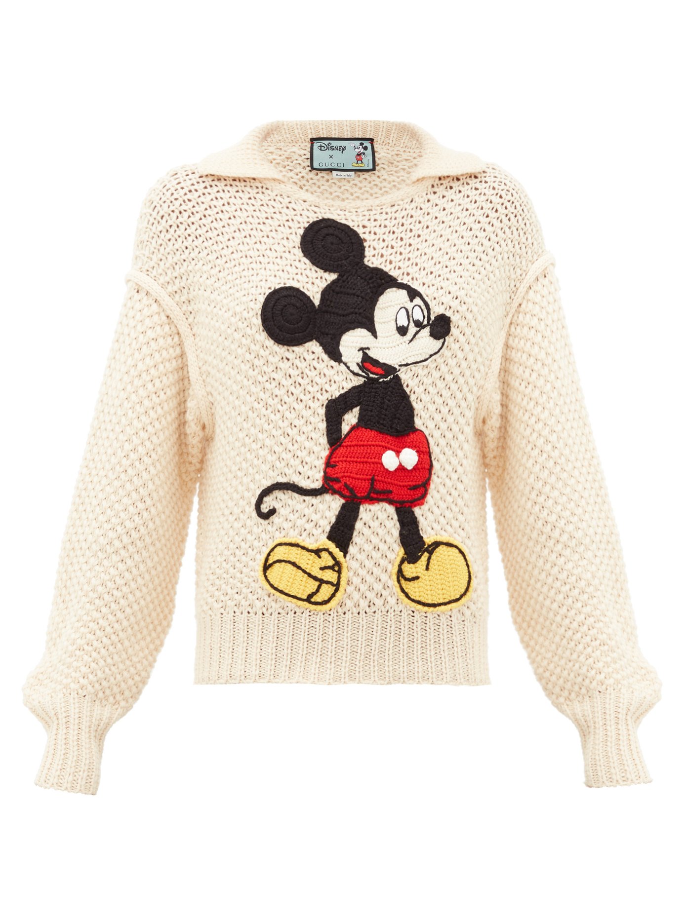 Mickey Mouse crochet-appliqué wool 