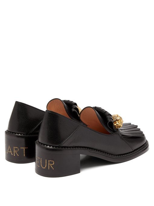 leather heeled loafers