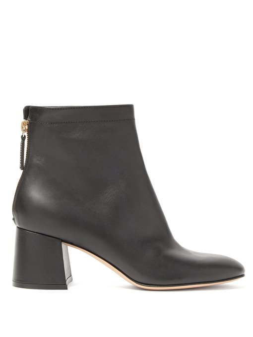 leather round toe ankle boots