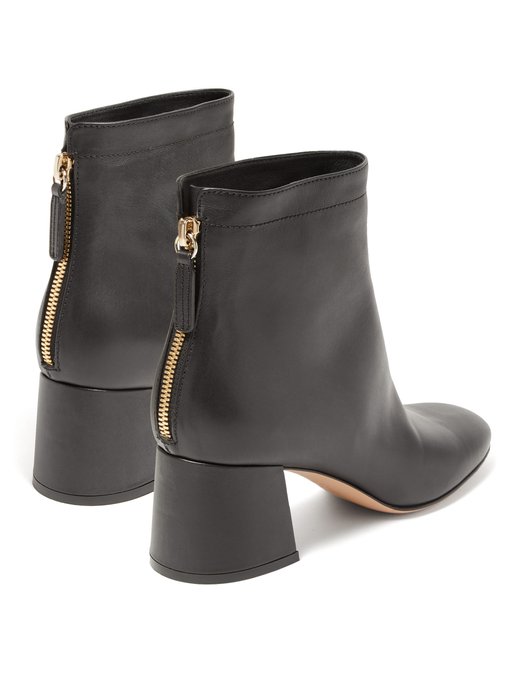 round toe leather ankle boots