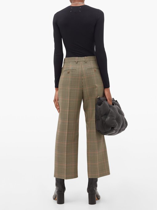 High-rise pleated checked cropped twill trousers | Maison Margiela ...