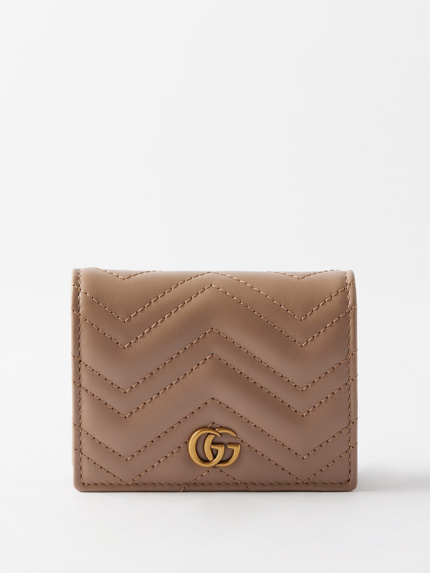 22SS 구찌 GG 마몽 반지갑, 퀼팅 Gucci Neutral GG Marmont quilted-leather wallet
