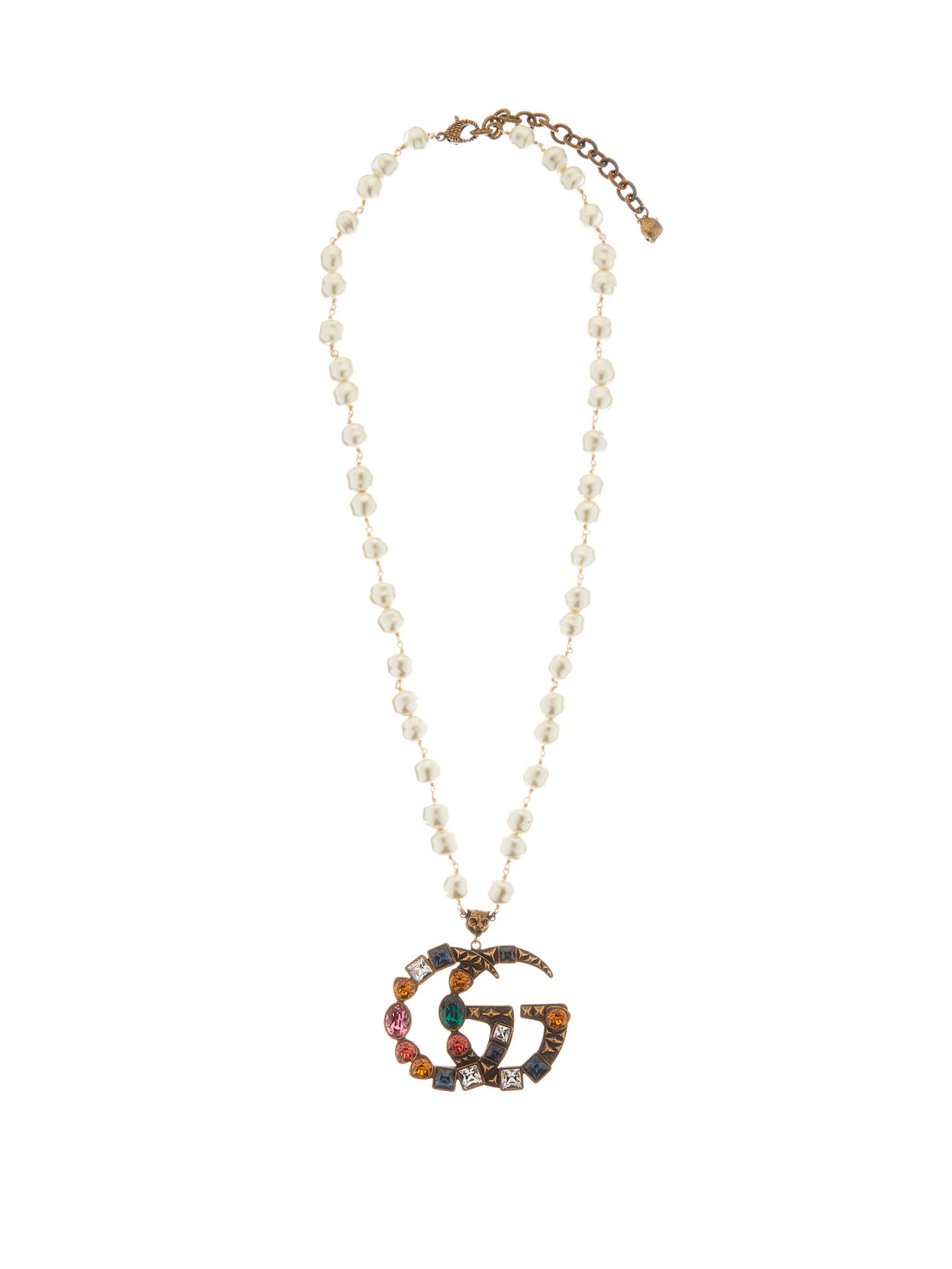 GG crystal-embellished pearl necklace 