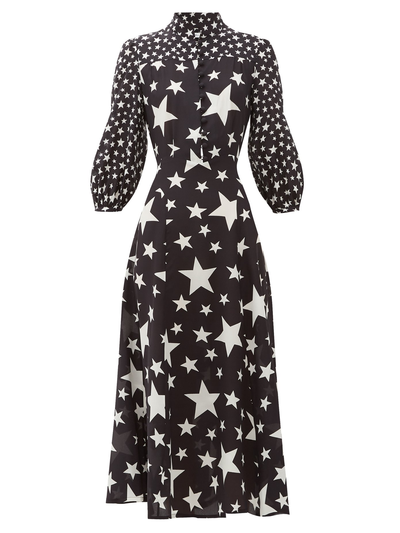 Bella Freud Emanuelle Star print Silk crepe Dress In Black And