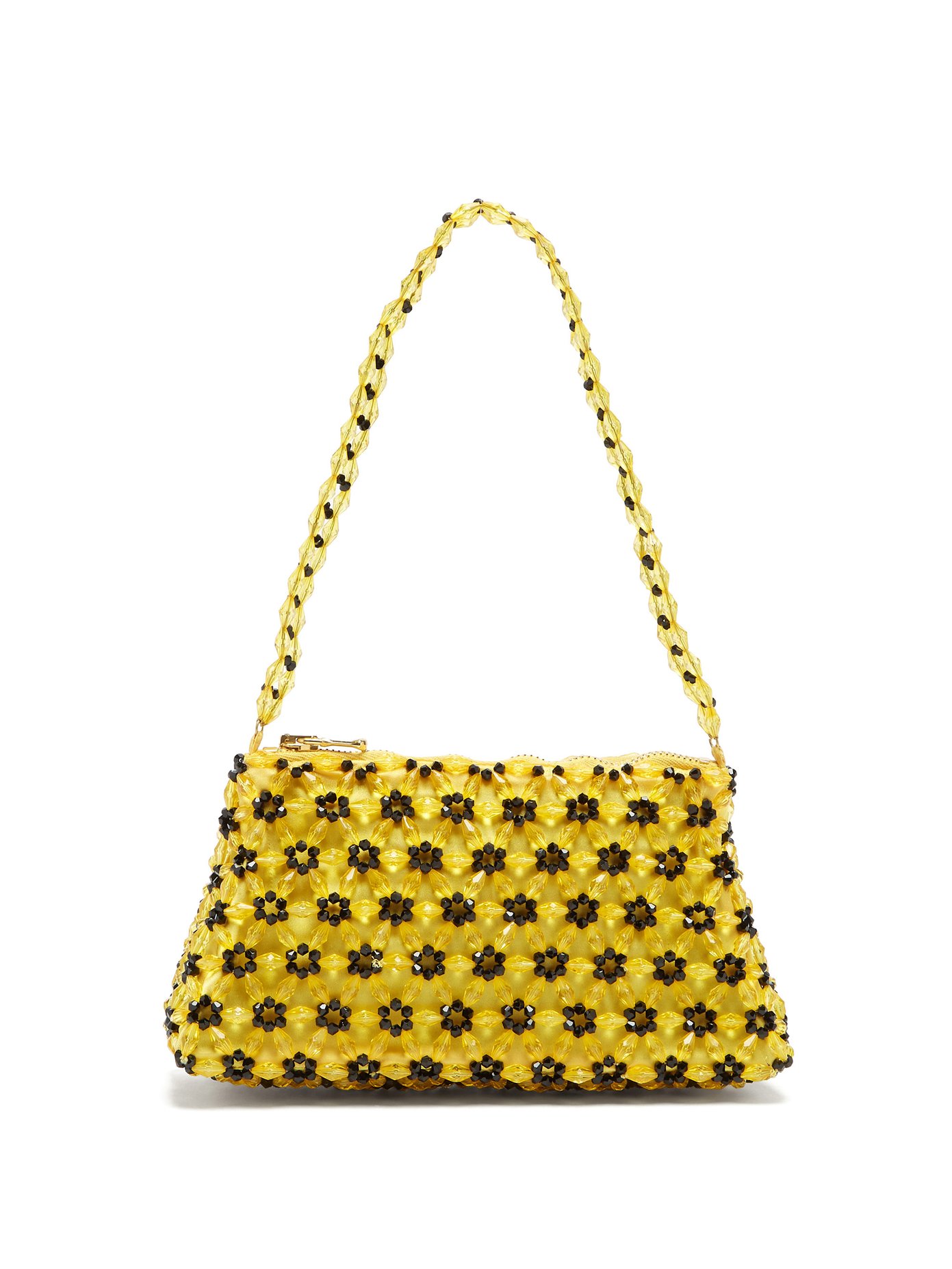 yellow beaded bag