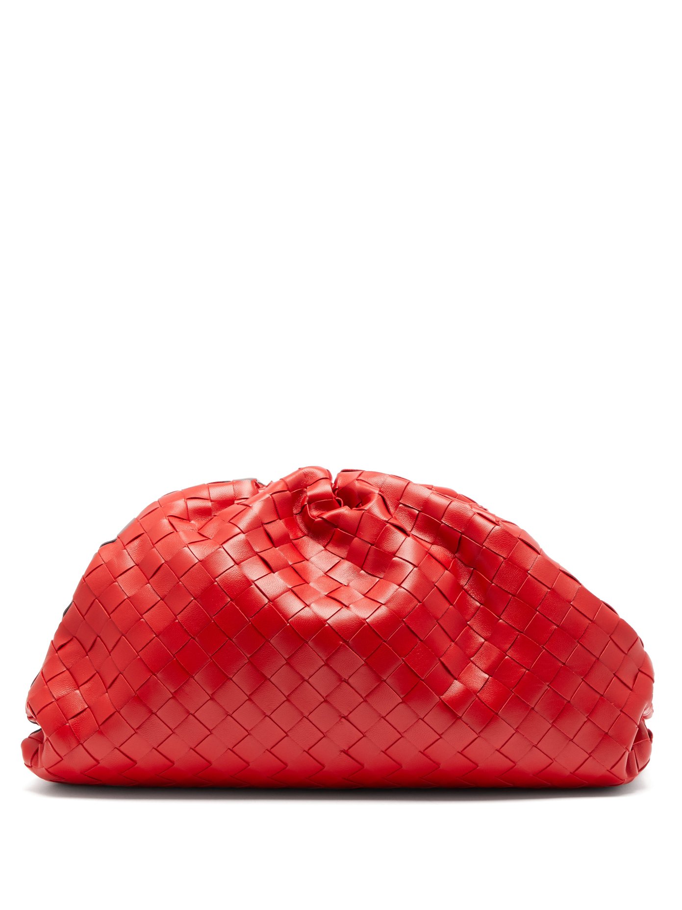 red leather clutch bag