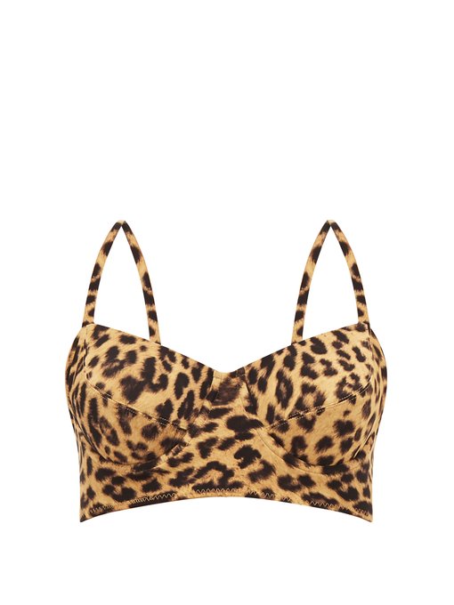Leopard-print bralette bikini top 