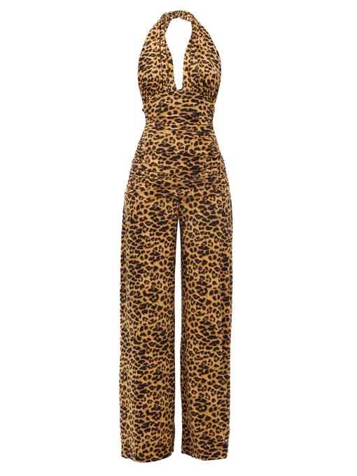 Halterneck leopard-print jumpsuit | Norma Kamali | MATCHESFASHION US