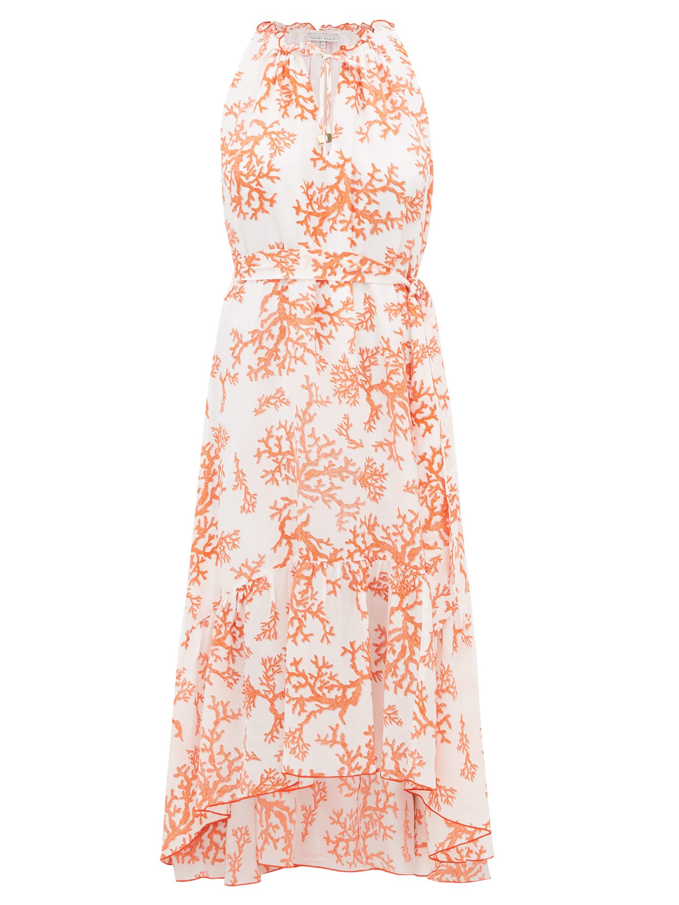 coral print dress