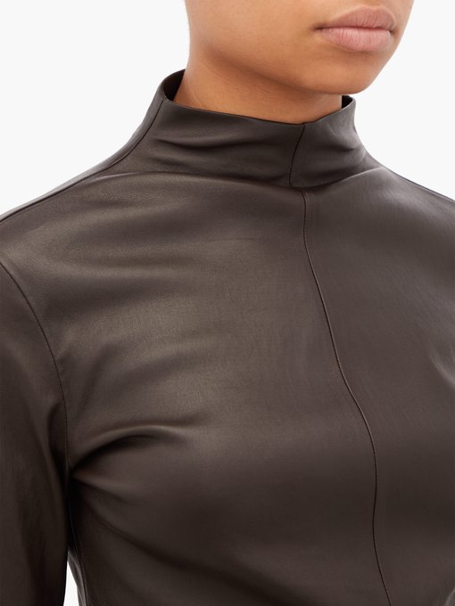 High-neck leather top | Bottega Veneta 