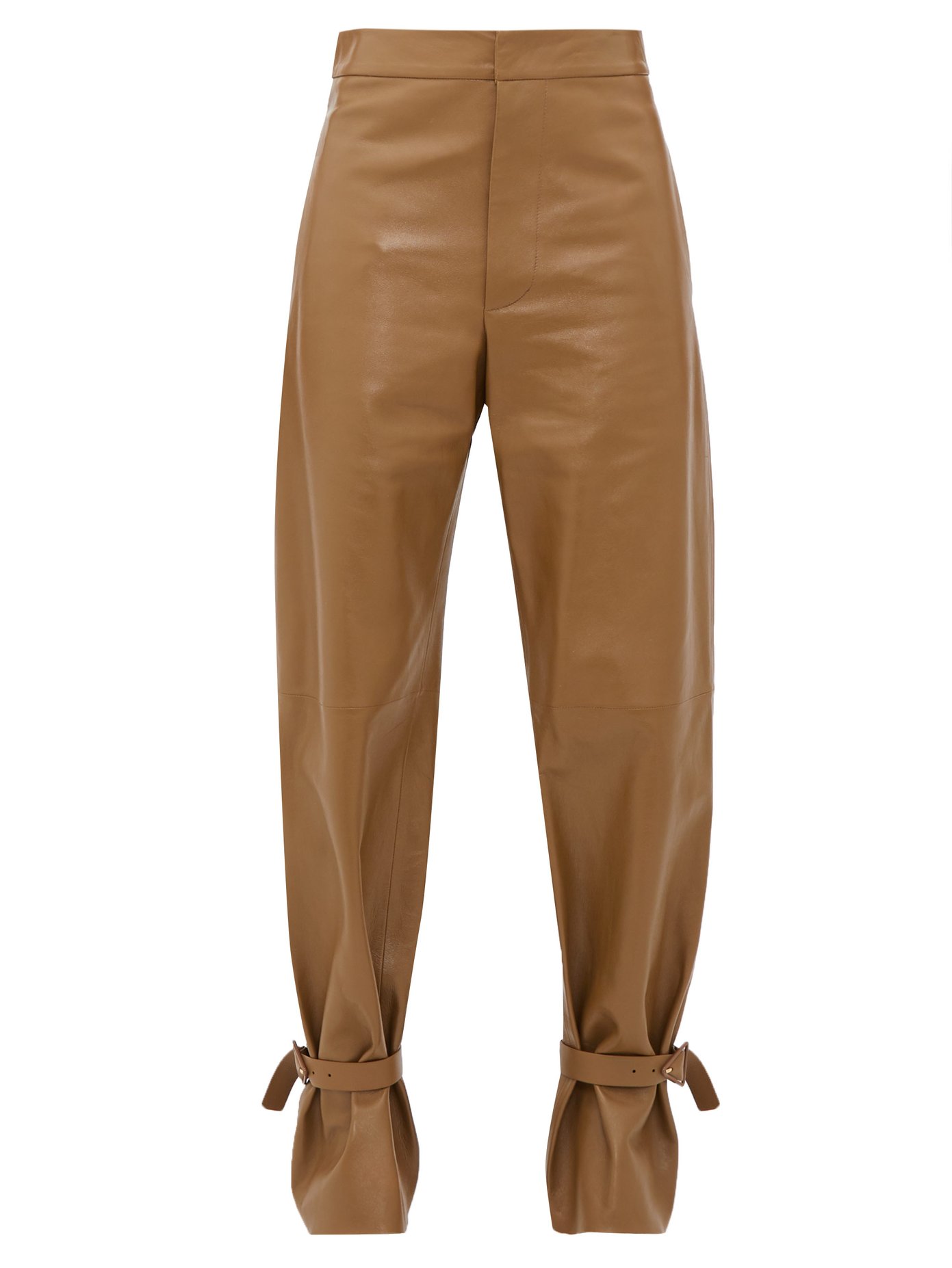 tan leather trousers