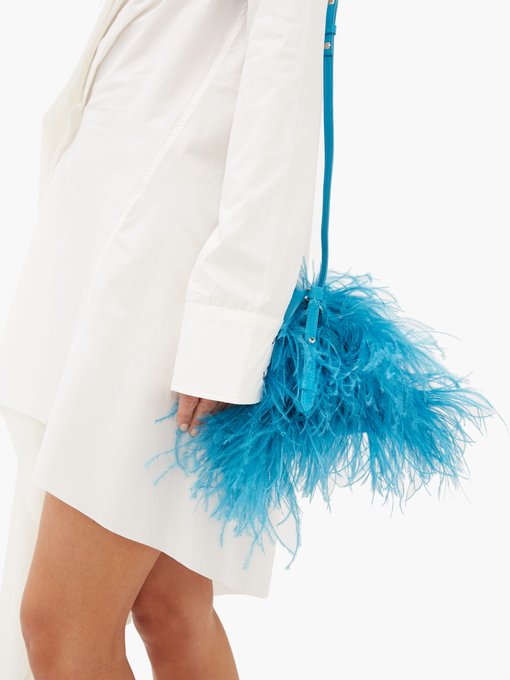 blue feather bag