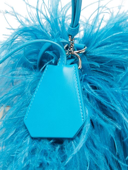 blue feather bag