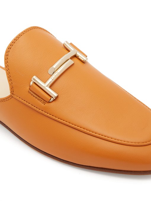 tan backless loafers