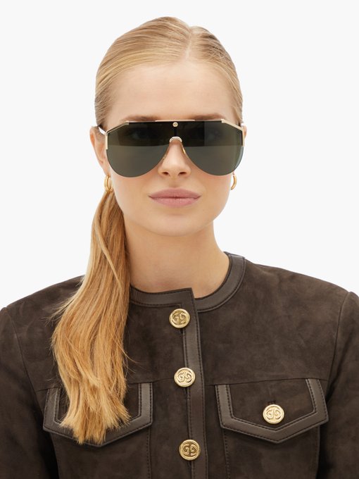 gucci flat top pilot sunglasses
