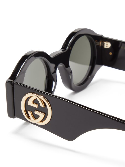 gucci black round sunglasses