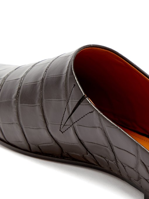 Glider Crocodile Effect Leather Slide Slippers Emme Parsons