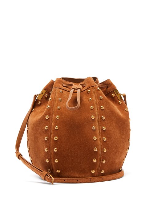 tan suede bucket bag