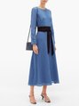 Zoe piped-sleeve belted voile dress | Cefinn | MATCHESFASHION UK