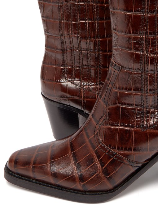 ganni crocodile boots