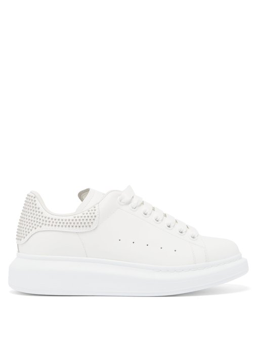 Raised-sole studded leather trainers 