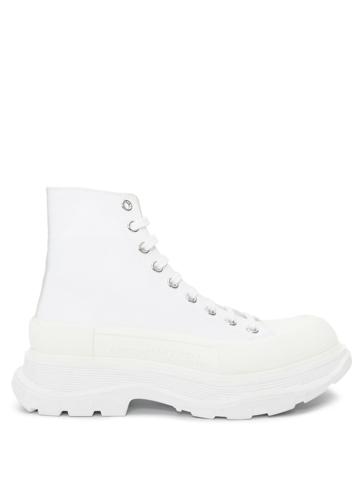 Alexander Mcqueen Tread High-top Canvas Sneakers In White | ModeSens