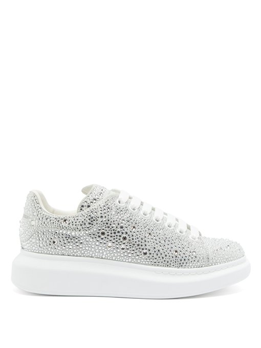 Crystal-embellished suede trainers 