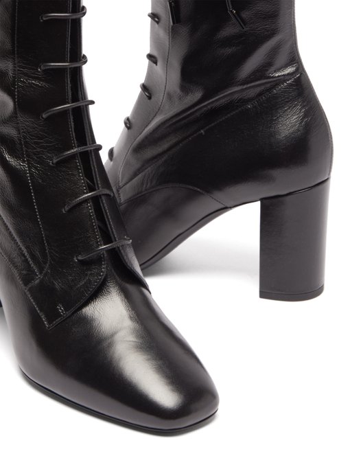 leather laced heeled ankle boots