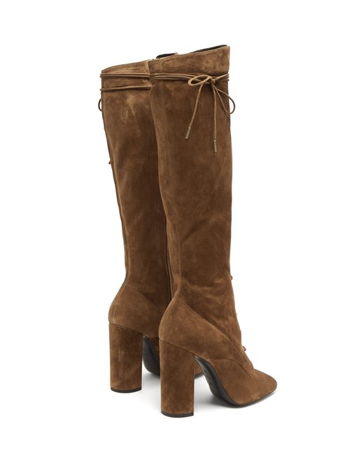 tan lace up knee high boots