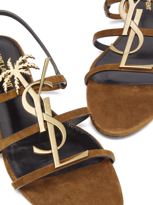 Cassandra YSL-logo embellished suede sandals | Saint Laurent ...