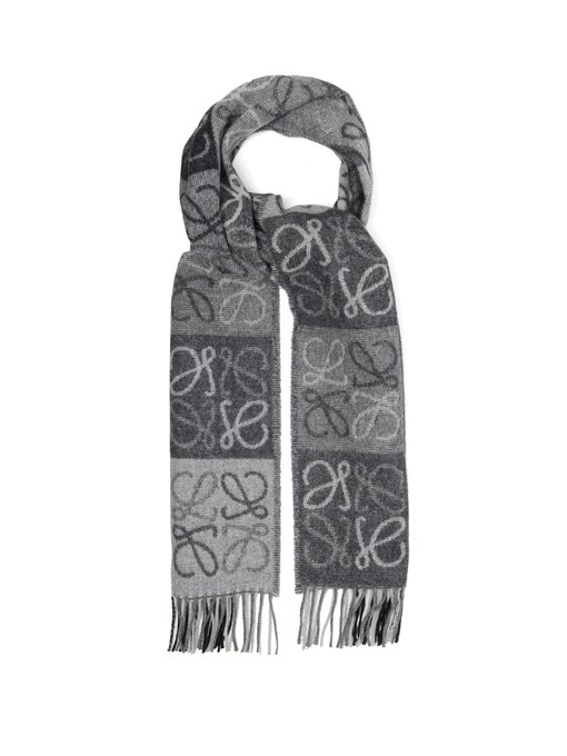 Anagram-jacquard wool-blend scarf 