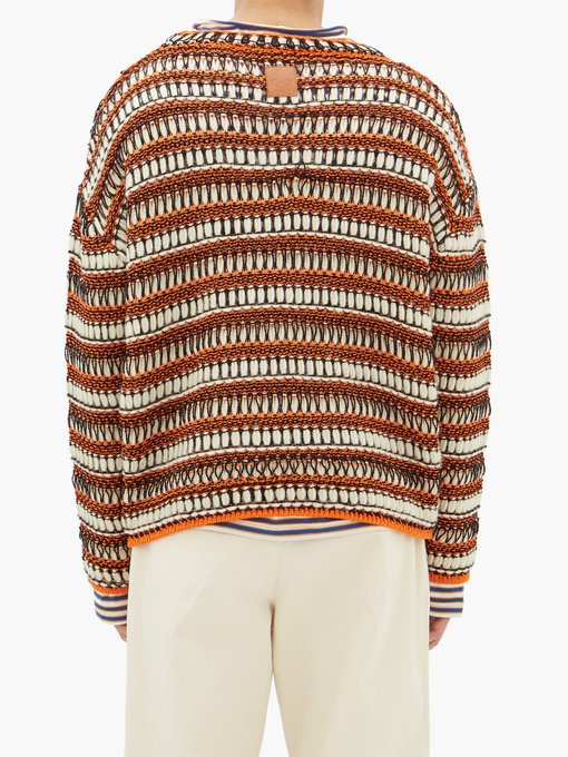 Striped mesh-knit wool-blend sweater | Loewe | MATCHESFASHION US